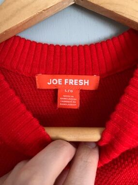 Joe Fresh Bright Red Ribbed Crewneck Sweater